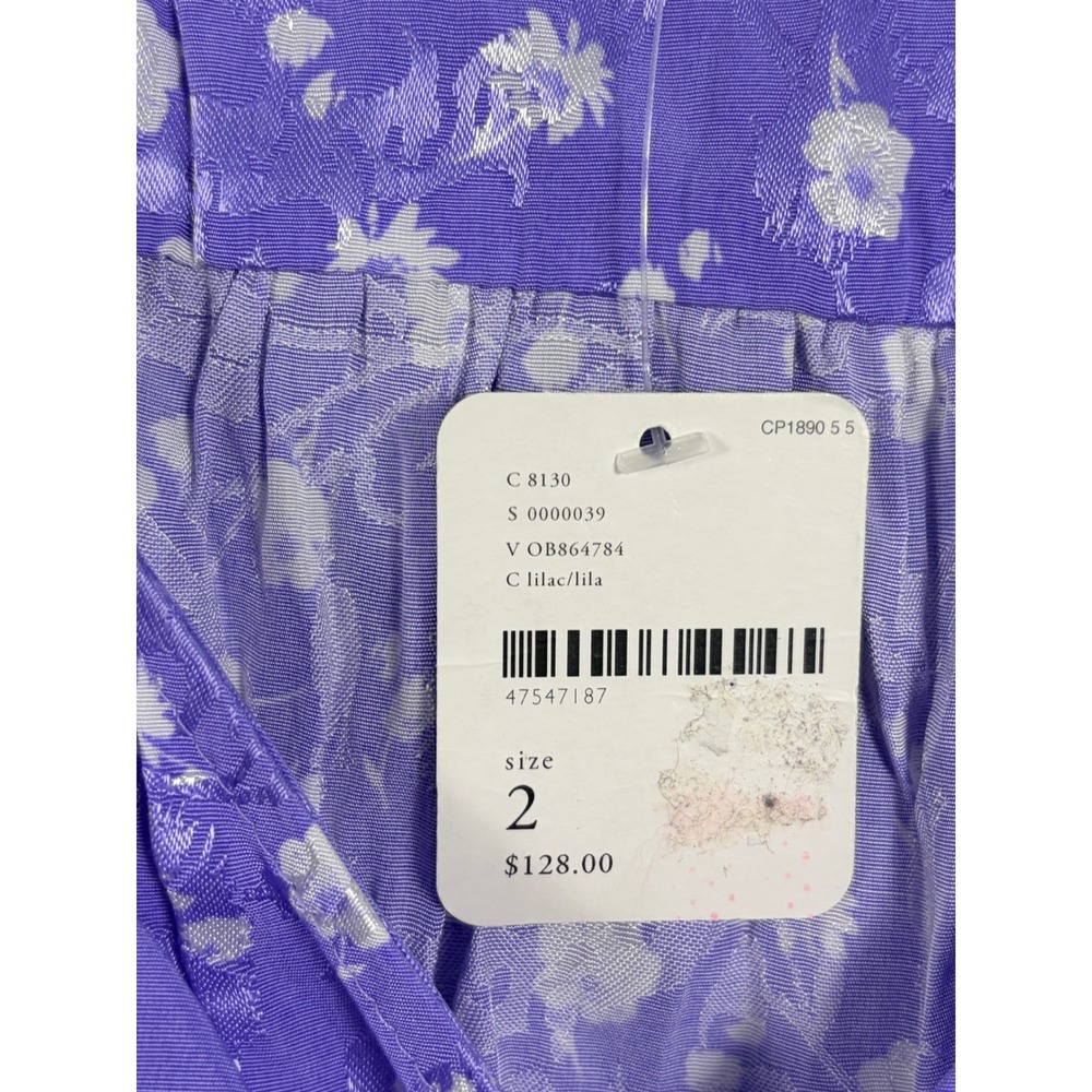 Free People Lavender Bond Street Floral Mini Dress Womens 2 Ruched Puff Sleeve - Picture 13 of 13